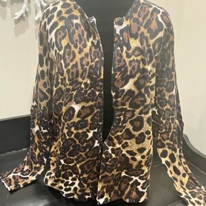 August Silk Heritage Leopard Print Button Cardigan | XL